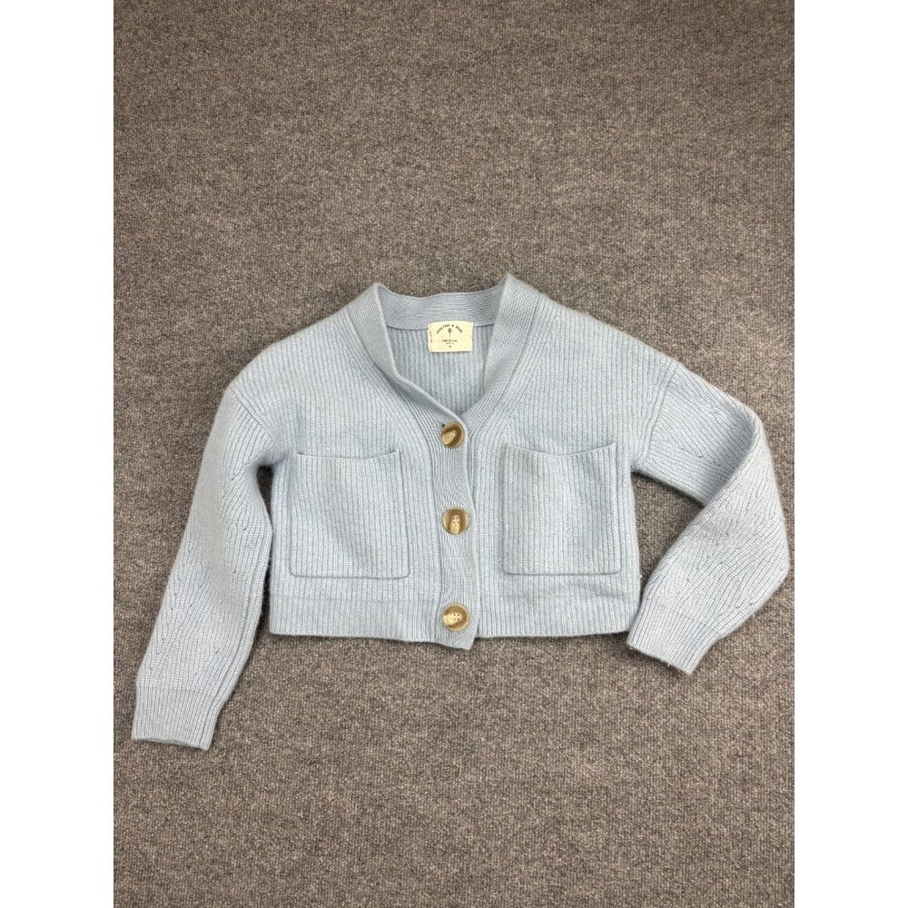 Electric & Rose Sweater Womens Small Blue Merino Wool Cashmere Cardigan‎ Pockets